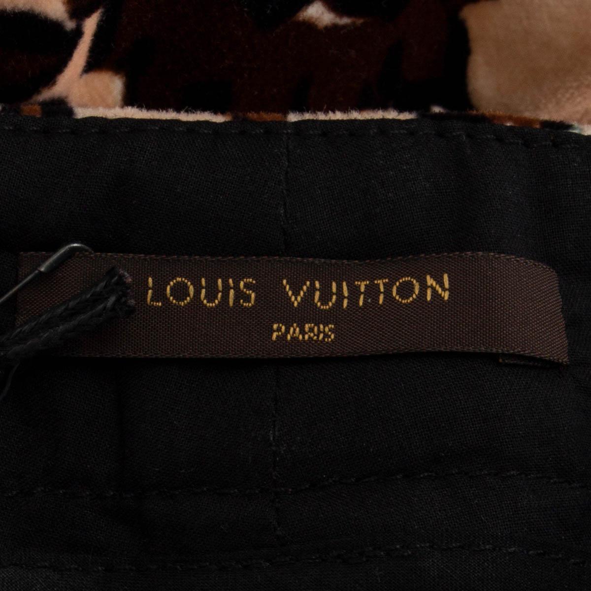 Women's LOUIS VUITTON black nude & brown 2014 FLORAL VELVET Pants 40 M For Sale