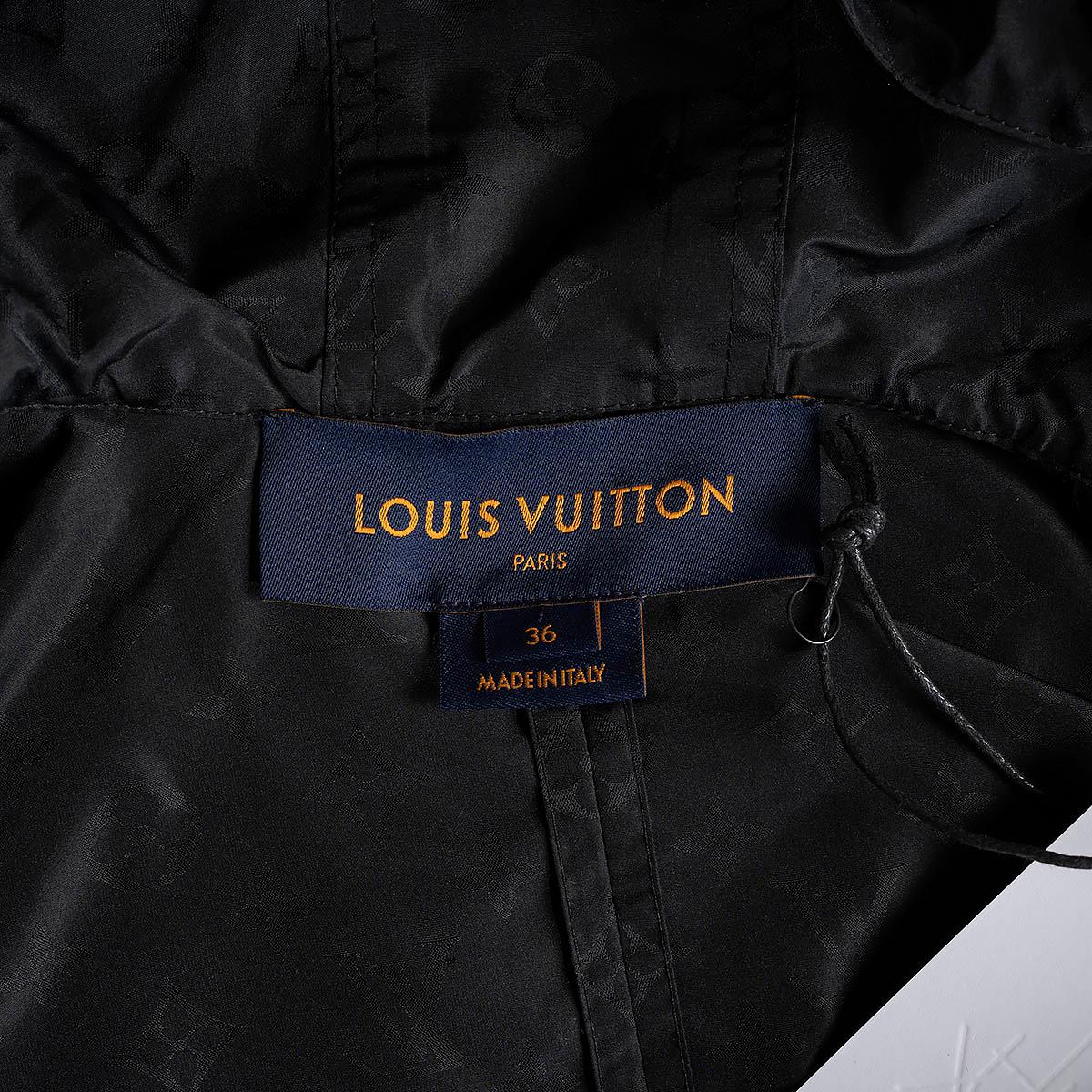 LOUIS VUITTON black nylon 2022 MONOGRAM PARKA CAPE Jacket 36 XS For Sale 1