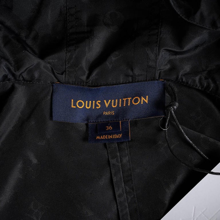 LOUIS VUITTON black nylon 2022 MONOGRAM PARKA CAPE Jacket 36 XS