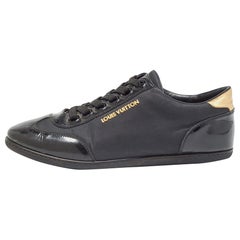 Louis Vuitton Black Nylon and Patent Leather Low Top Sneakers Size 38.5