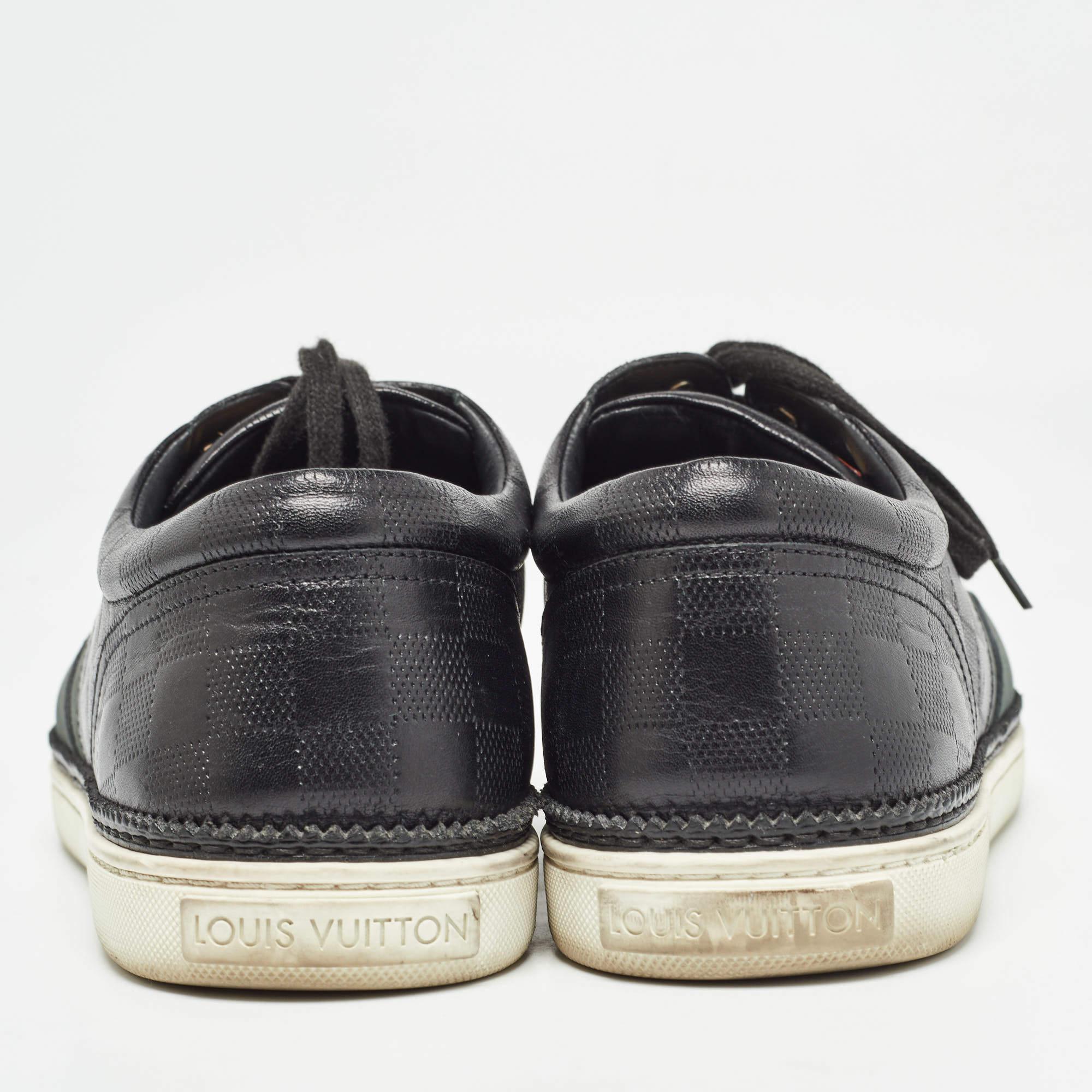 Louis Vuitton Black/Olive Green Leather Low Top Sneakers Size 41.5 1