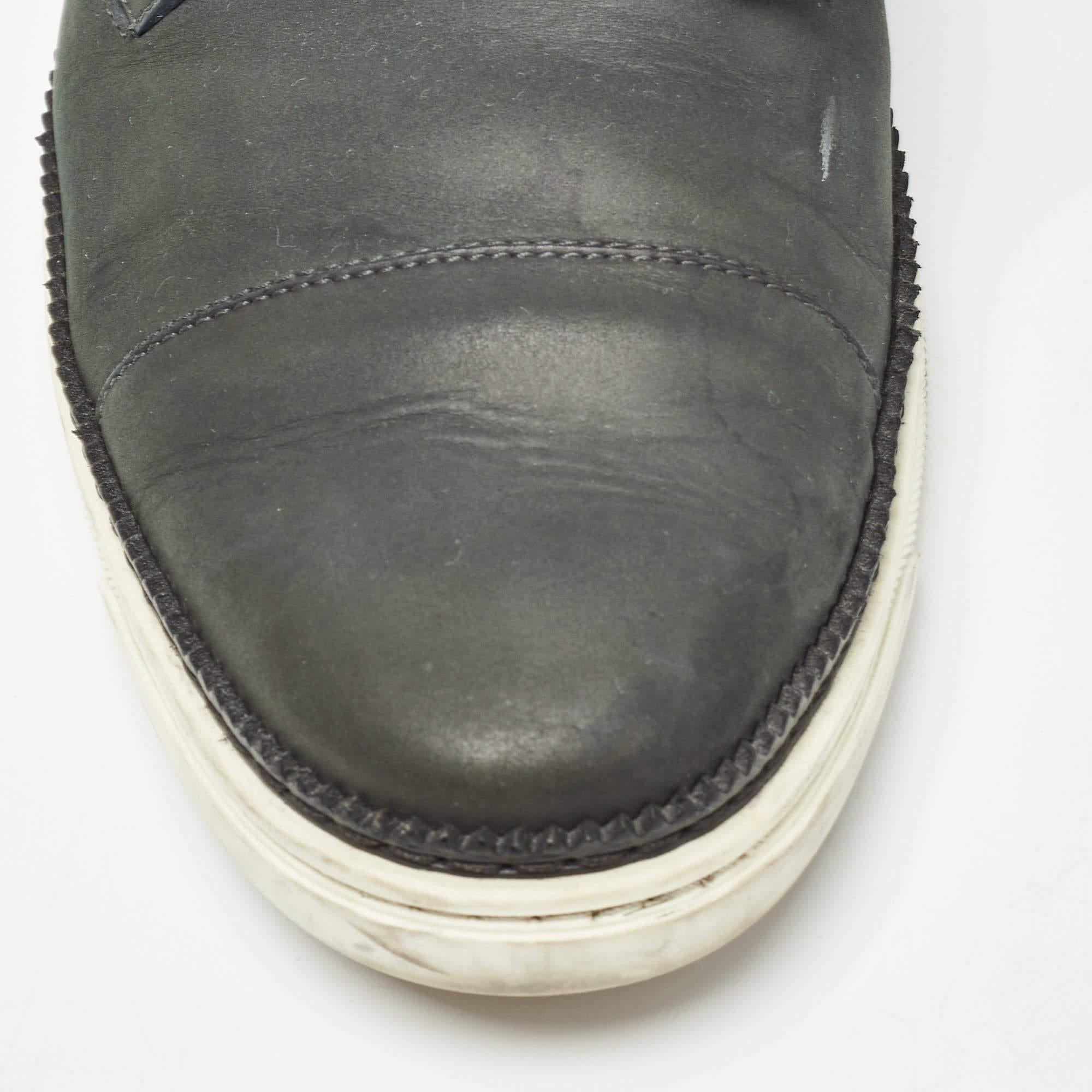 Louis Vuitton Black/Olive Green Leather Low Top Sneakers Size 41.5 4