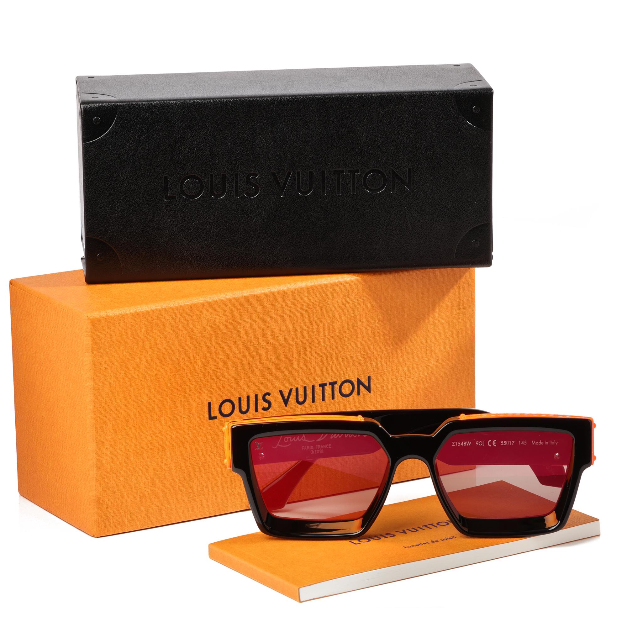 Louis Vuitton Black & Orange Acetate Mirrored 1.1 Millionaire Sunglasses Size W For Sale 3