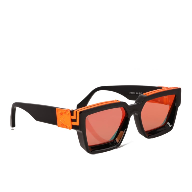 Louis Vuitton Black & Orange Acetate Mirrored 1.1 Millionaire Sunglasses Size W