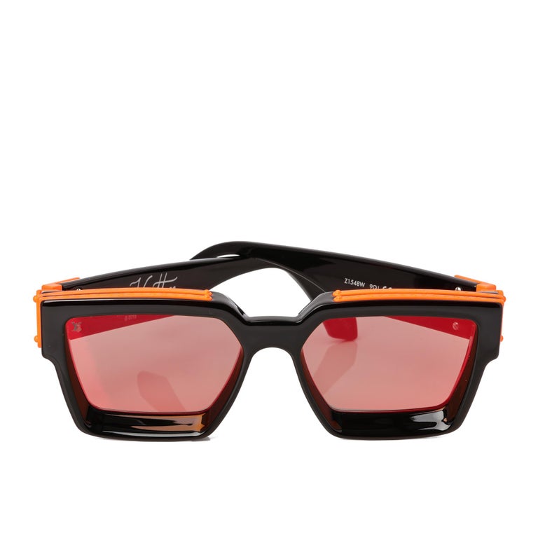 Louis Vuitton Black and Orange Acetate Mirrored 1.1 Millionaire Sunglasses  Size W For Sale at 1stDibs
