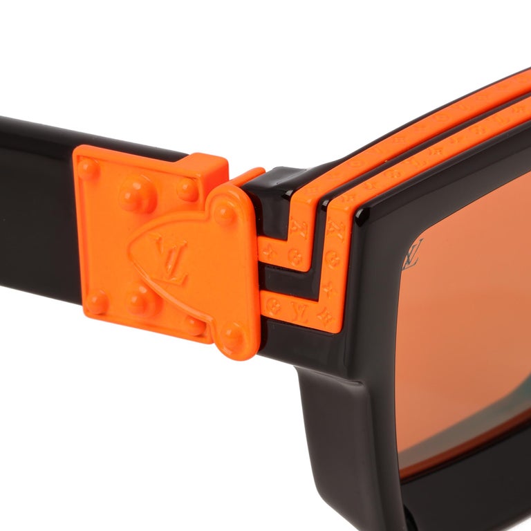 Louis Vuitton Black and Orange Acetate Mirrored 1.1 Millionaire Sunglasses  Size W For Sale at 1stDibs