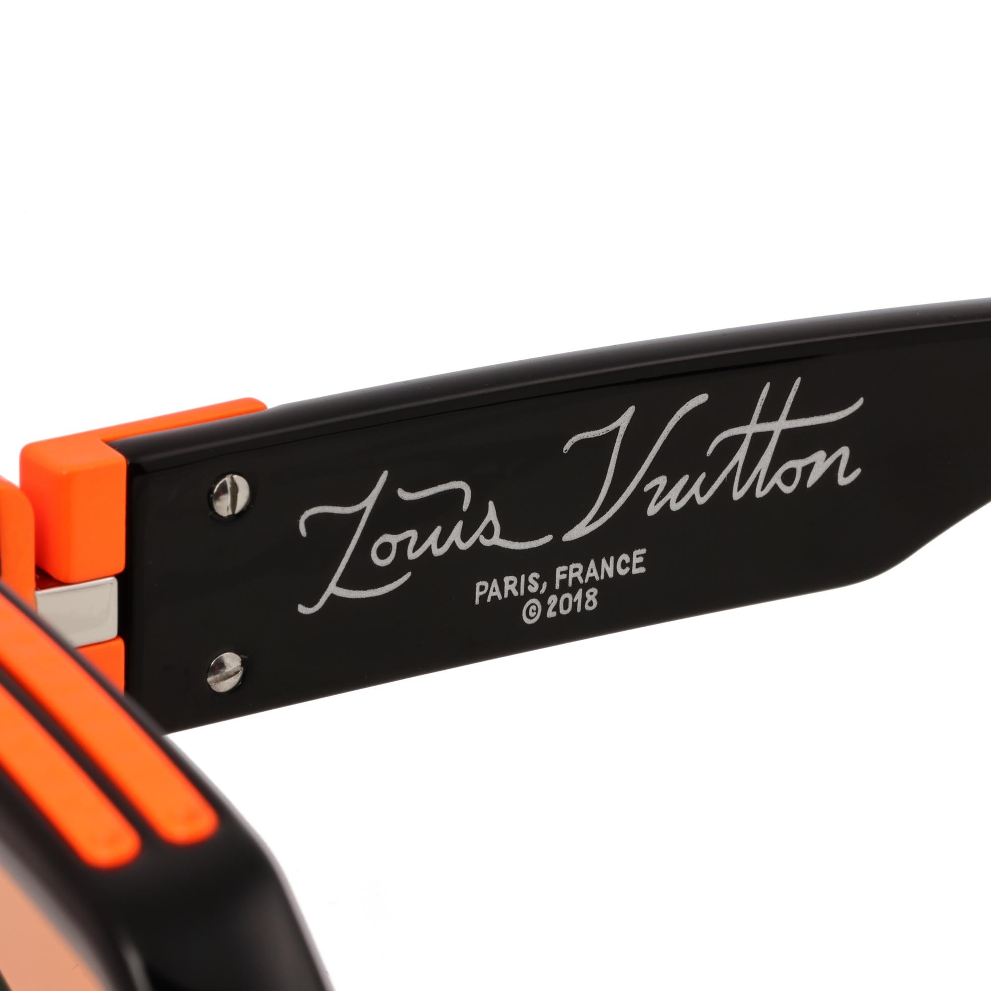 Women's Louis Vuitton Black & Orange Acetate Mirrored 1.1 Millionaire Sunglasses Size W For Sale