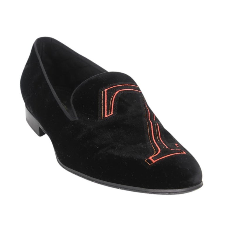 Louis Vuitton Black Orange Auteuil Velvet Loafers Formal Shoes LV-S0917P-0189  For Sale at 1stDibs
