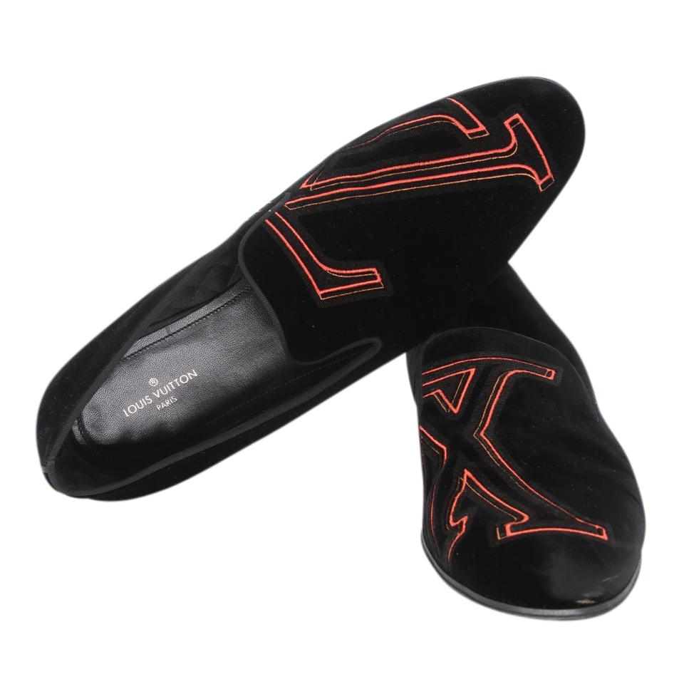 De los hombres Louis Vuitton Negro Naranja Auteuil Terciopelo Mocasines Zapatos Formales LV-S0917P-0189 en venta