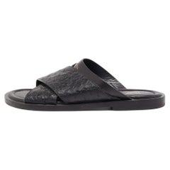 Louis Vuitton Black Ostrich Leather Foch Sandals