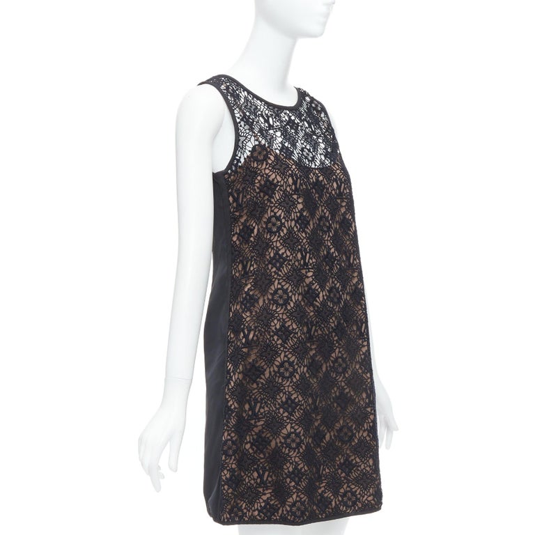 LOUIS VUITTON black overlay LV monogram lace A-line dress FR38 M at 1stDibs