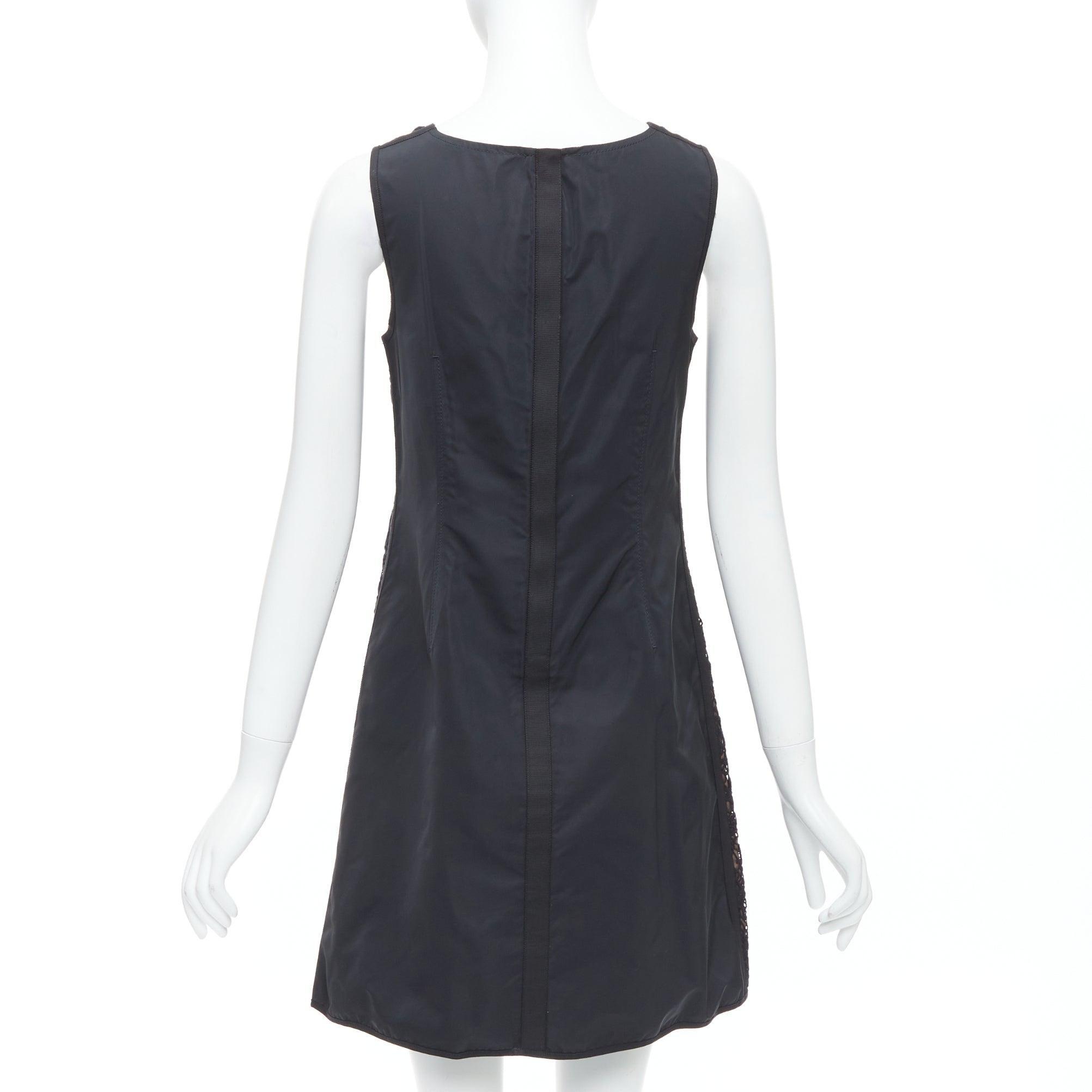 De las mujeres LOUIS VUITTON vestido línea A de encaje monograma LV superpuesto negro FR38 M