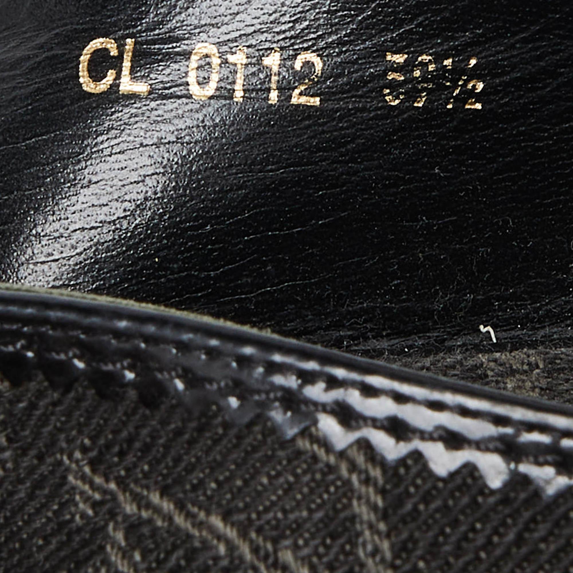 Louis Vuitton Black Patent and Demin Bastille Wedge Sandals Size 39.5 For Sale 4