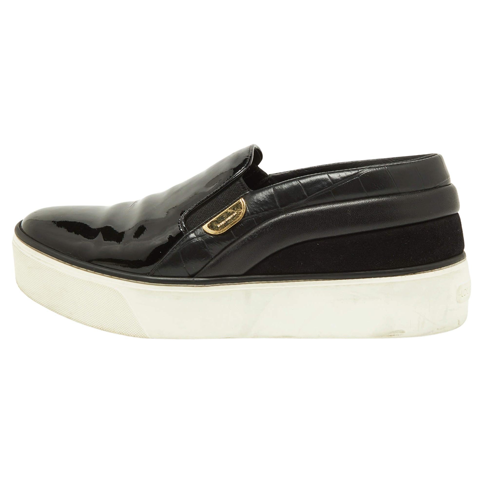 Louis Vuitton Schwarze Catwalk Turnschuhe aus Lack und Leder Größe 38,5
