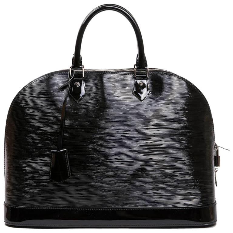 Louis Vuitton Black Patent Epi Leather Large Model Alma Bag