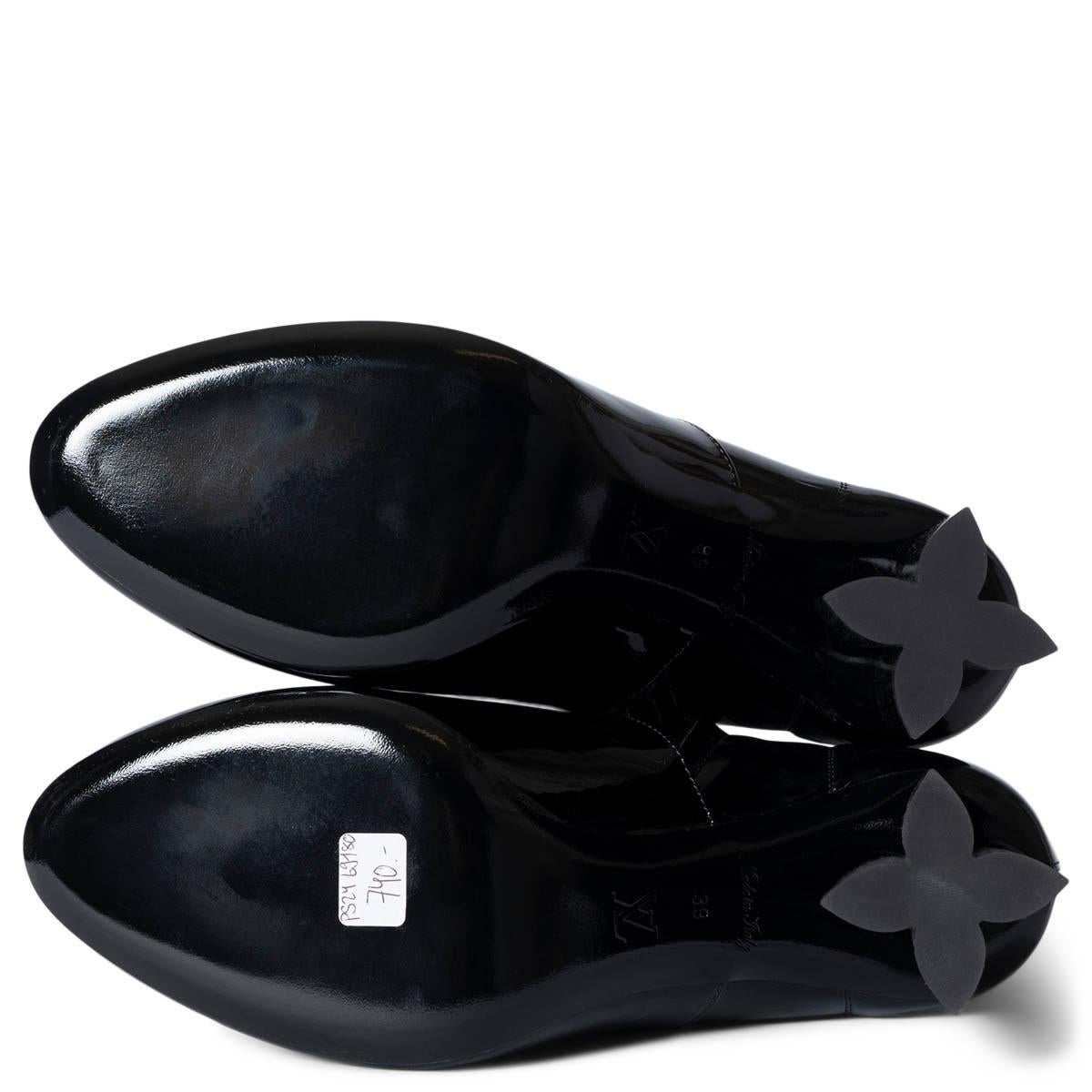 LOUIS VUITTON black patent leather 2015 INSTINCT Ankle Boots Shoes 39 For Sale 2