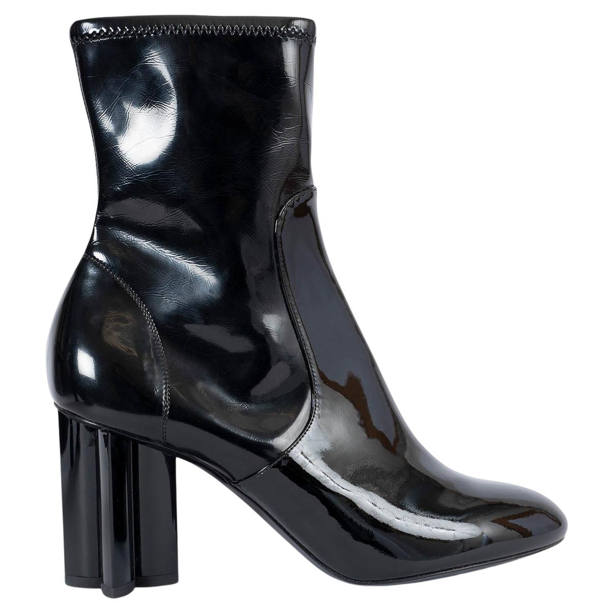 LOUIS VUITTON black patent leather 2015 INSTINCT Ankle Boots Shoes 39 For Sale