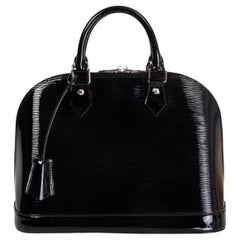 Louis Vuitton Alma PM Bag Black Electric Epi Patent Leather