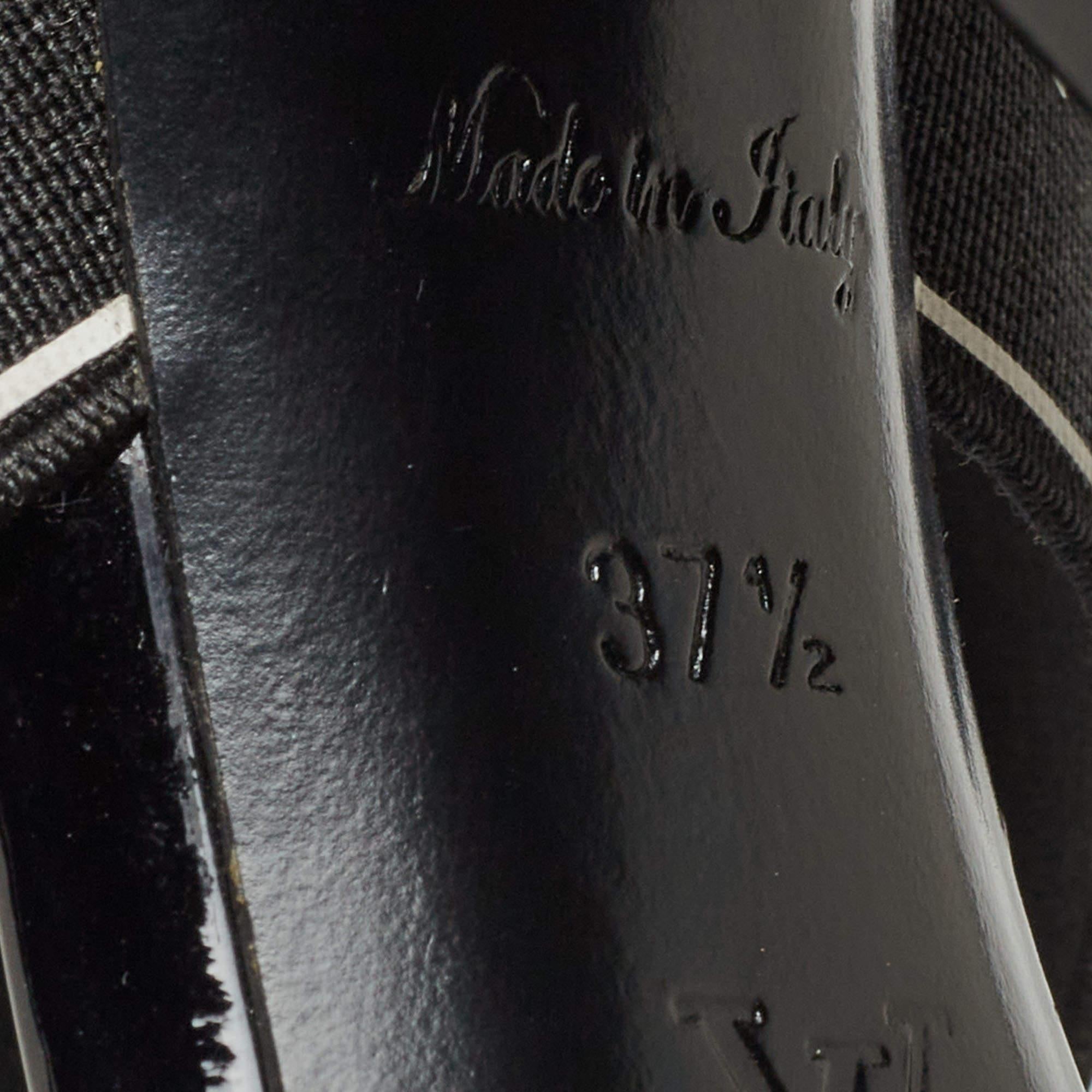 Women's Louis Vuitton Black Patent Leather and Logo Elastic Ankle Strap Sandals Size 37.