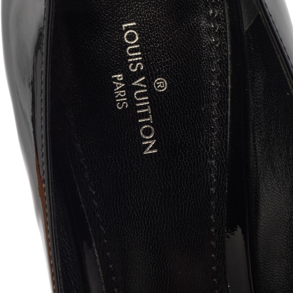 Louis Vuitton Black Patent Leather Applique Pointed Toe Pumps Size 38.5 2