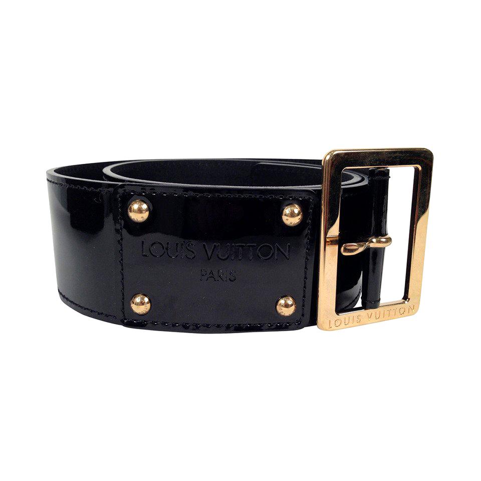 Louis Vuitton Black Patent Leather Belt For Sale