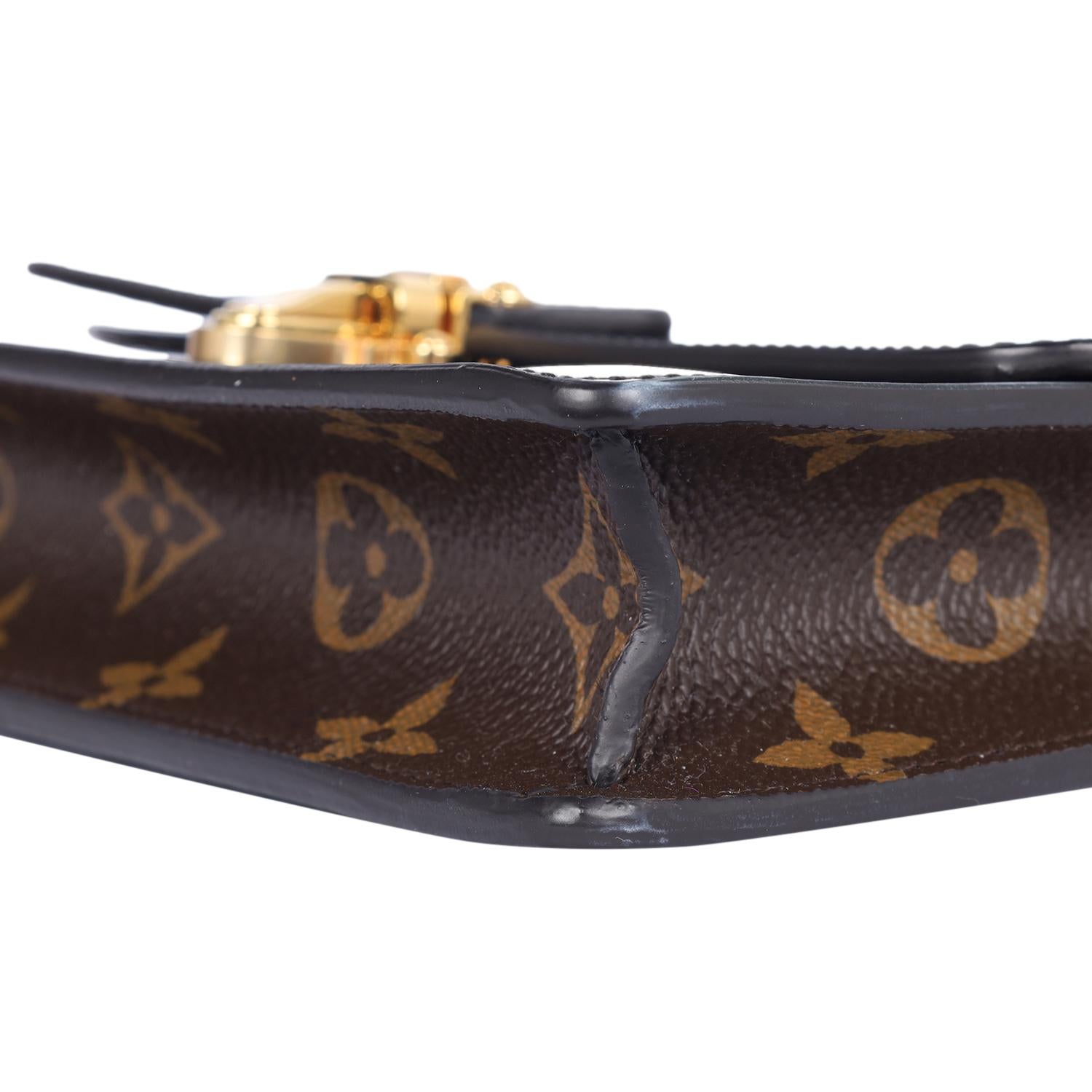 Louis Vuitton Black Patent Leather Calfskin Monogram Cherrywood Chain Wallet For Sale 8