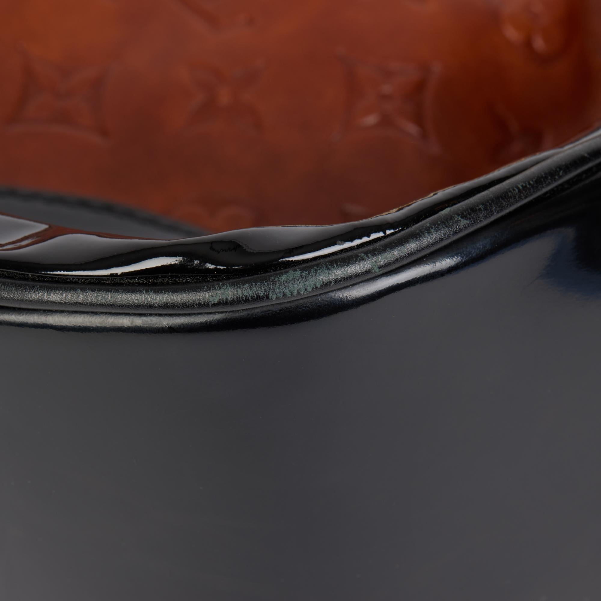 LOUIS VUITTON Black Patent Leather & Caramel Embossed Calfskin Leather Polly 3