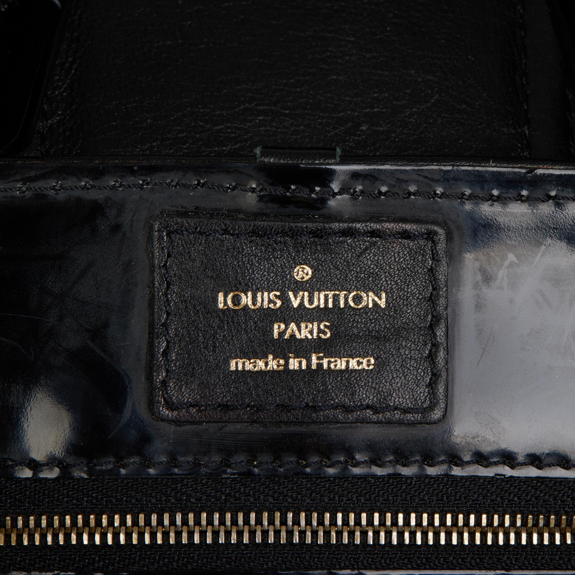 LOUIS VUITTON Black Patent Leather & Caramel Embossed Calfskin Leather Polly 1