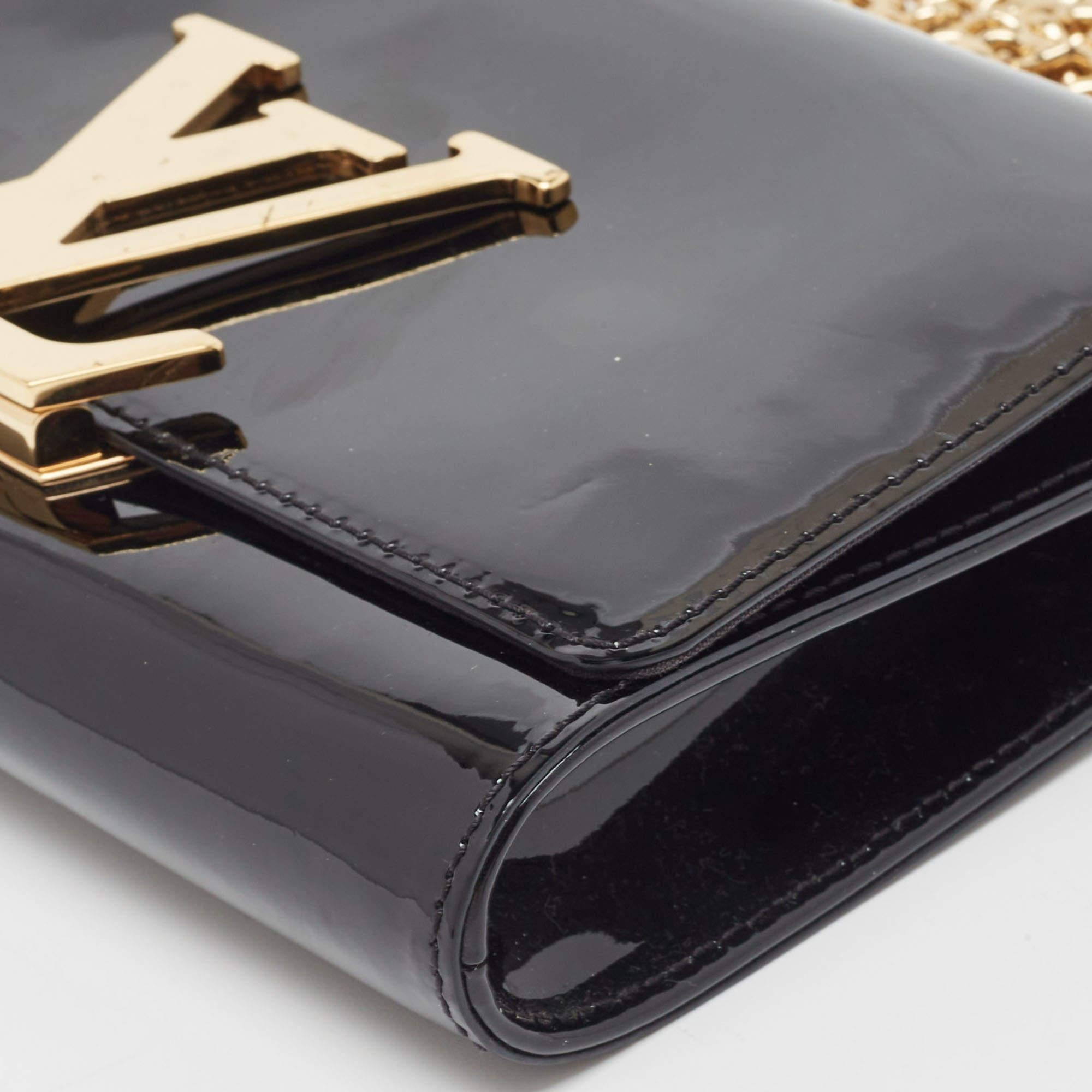 Louis Vuitton Black Patent Leather Chain Louise MM Bag 8