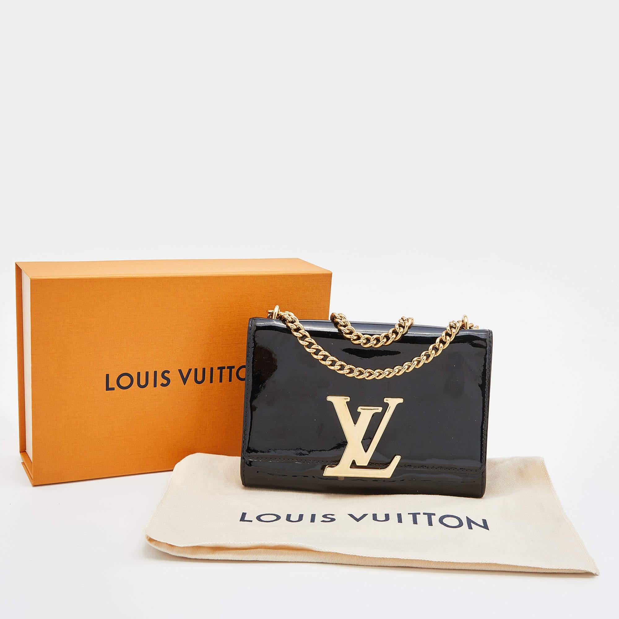 Louis Vuitton Black Patent Leather Chain Louise MM Bag 9
