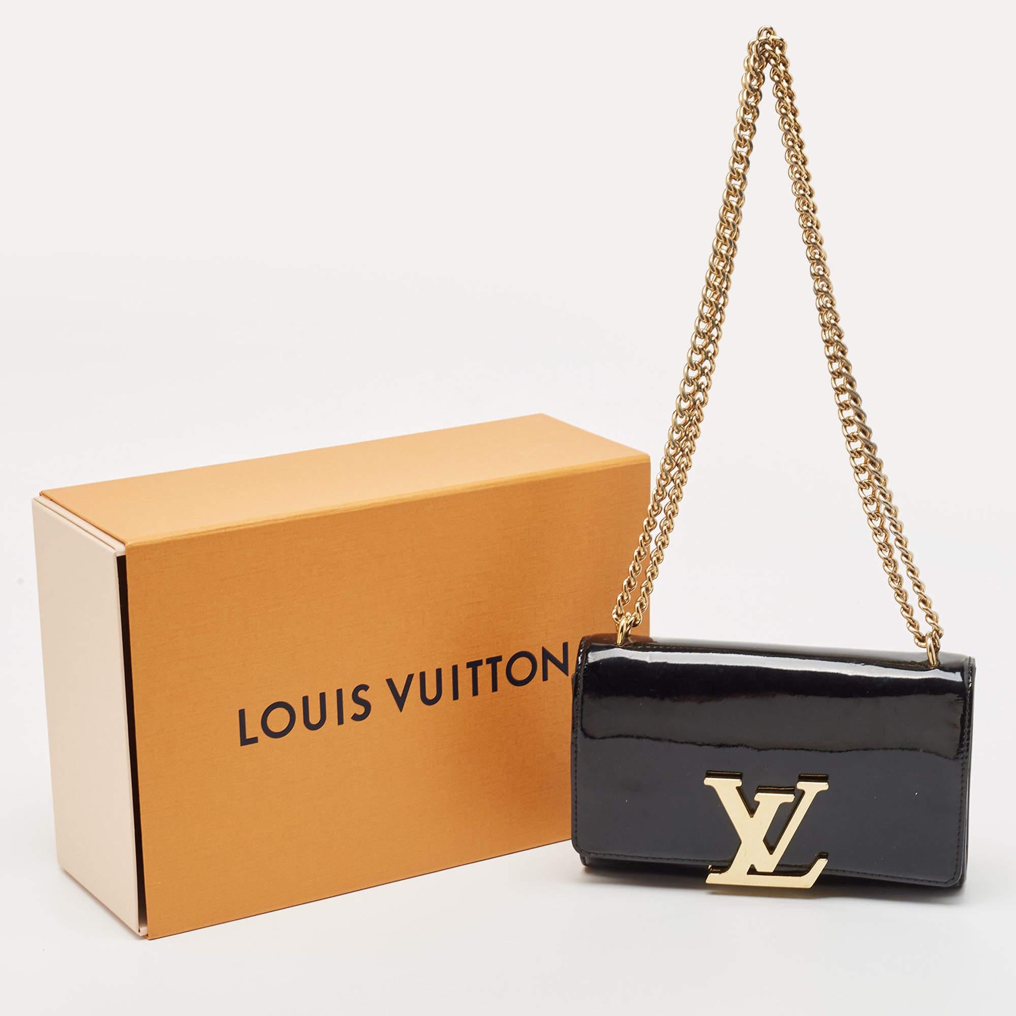 Louis Vuitton Black Patent Leather Chain Louise MM Bag 12