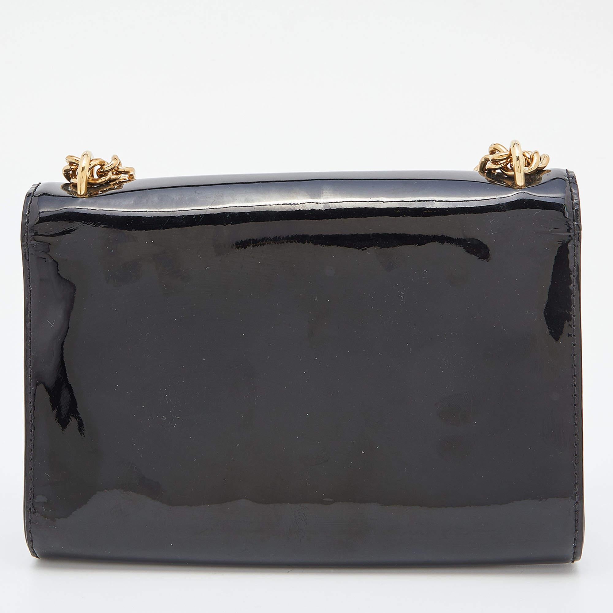 Women's Louis Vuitton Black Patent Leather Chain Louise MM Bag