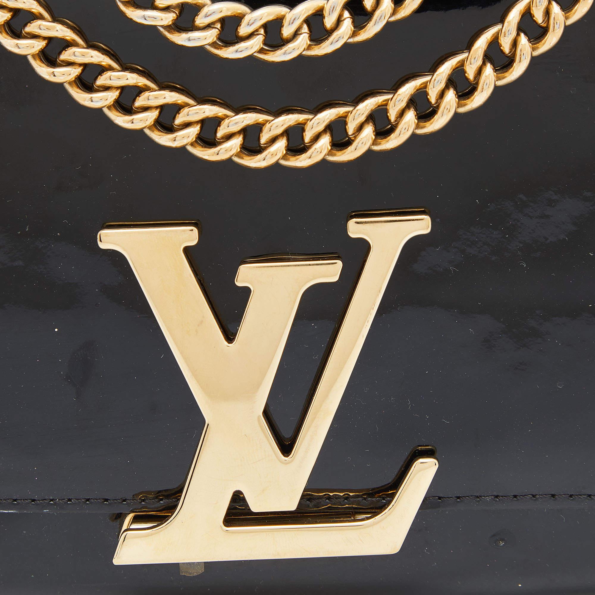 Louis Vuitton Black Patent Leather Chain Louise MM Bag 1