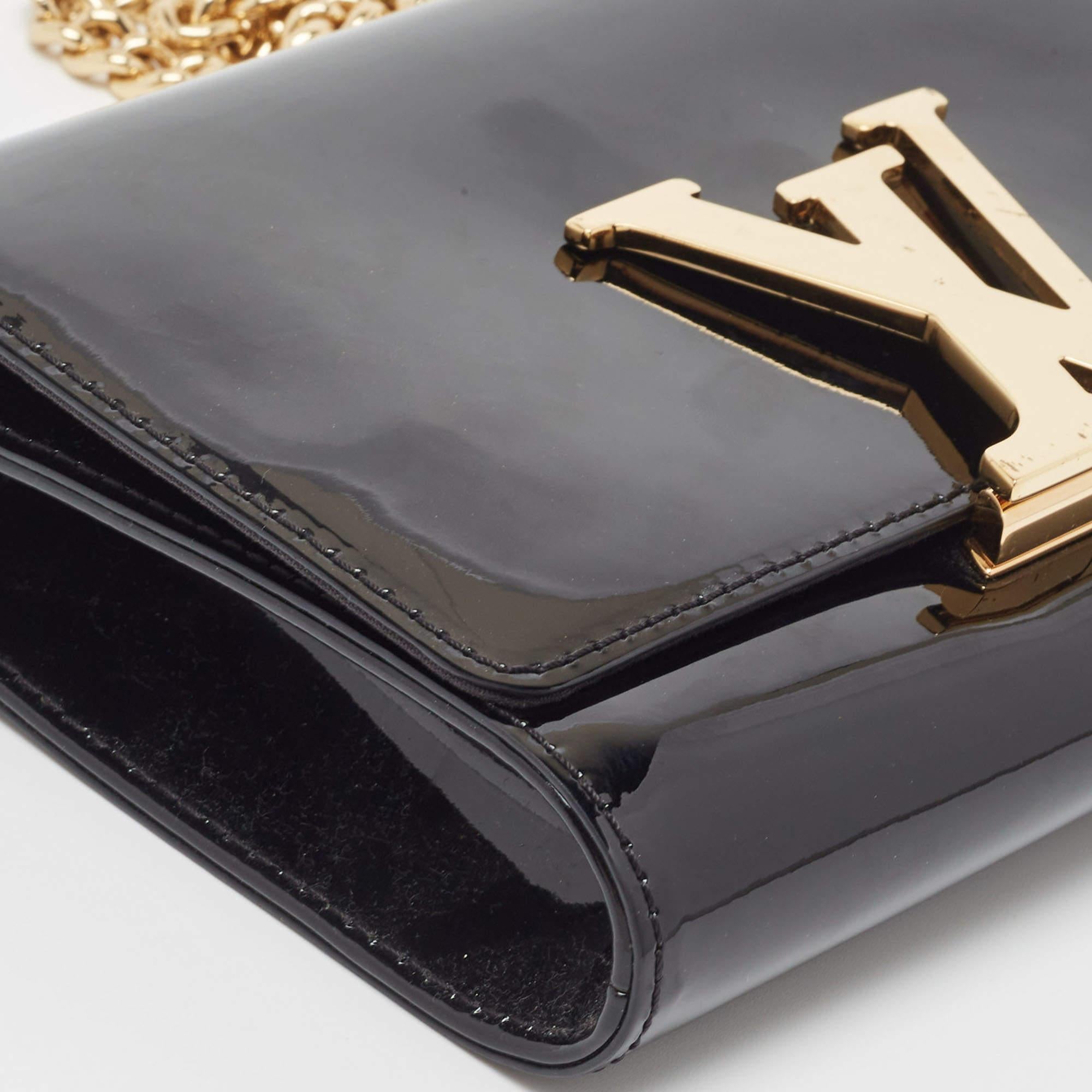 Louis Vuitton Black Patent Leather Chain Louise MM Bag 2
