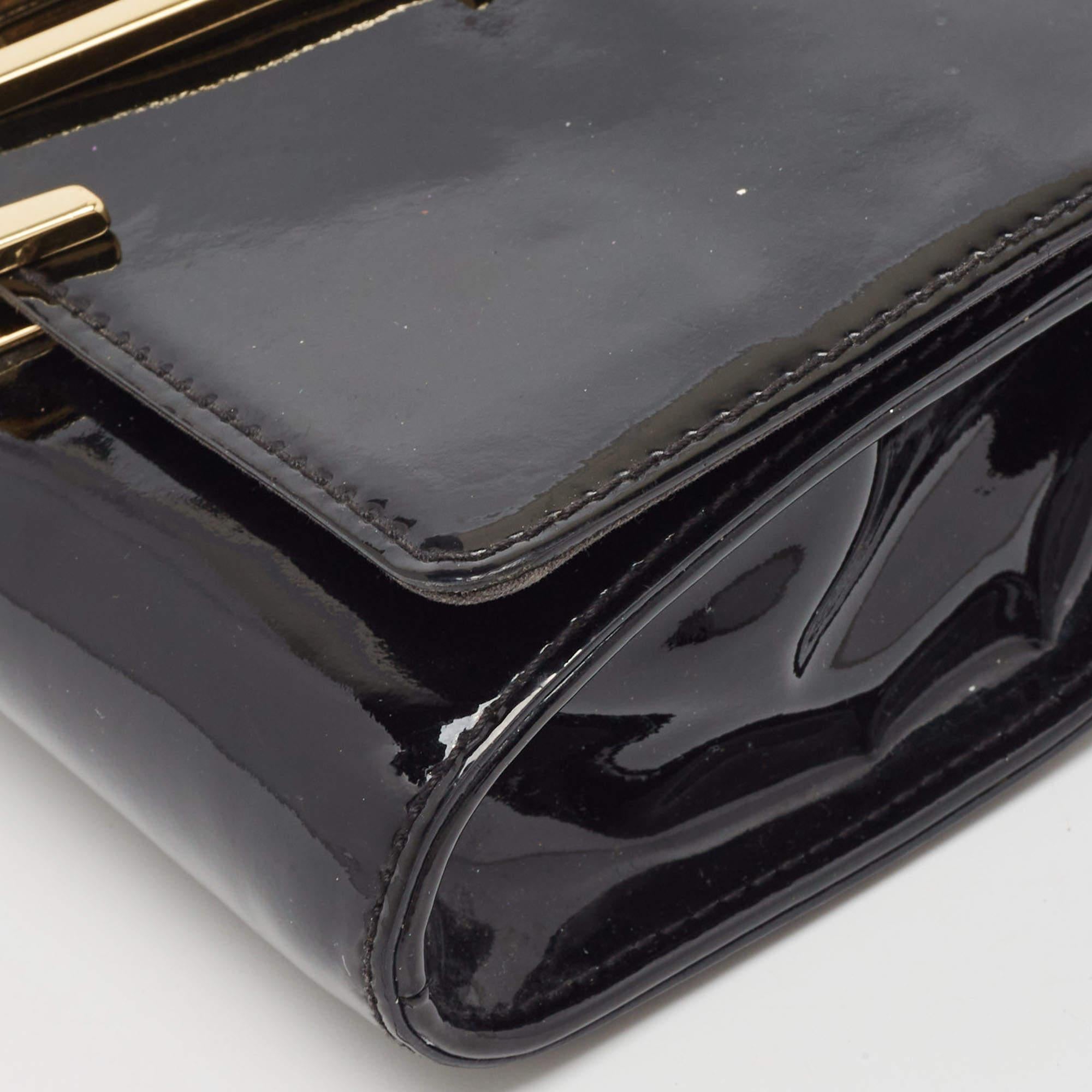 Louis Vuitton Black Patent Leather Chain Louise MM Bag 3