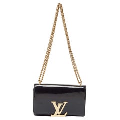 Louis Vuitton Black Patent Leather Chain Louise MM Bag