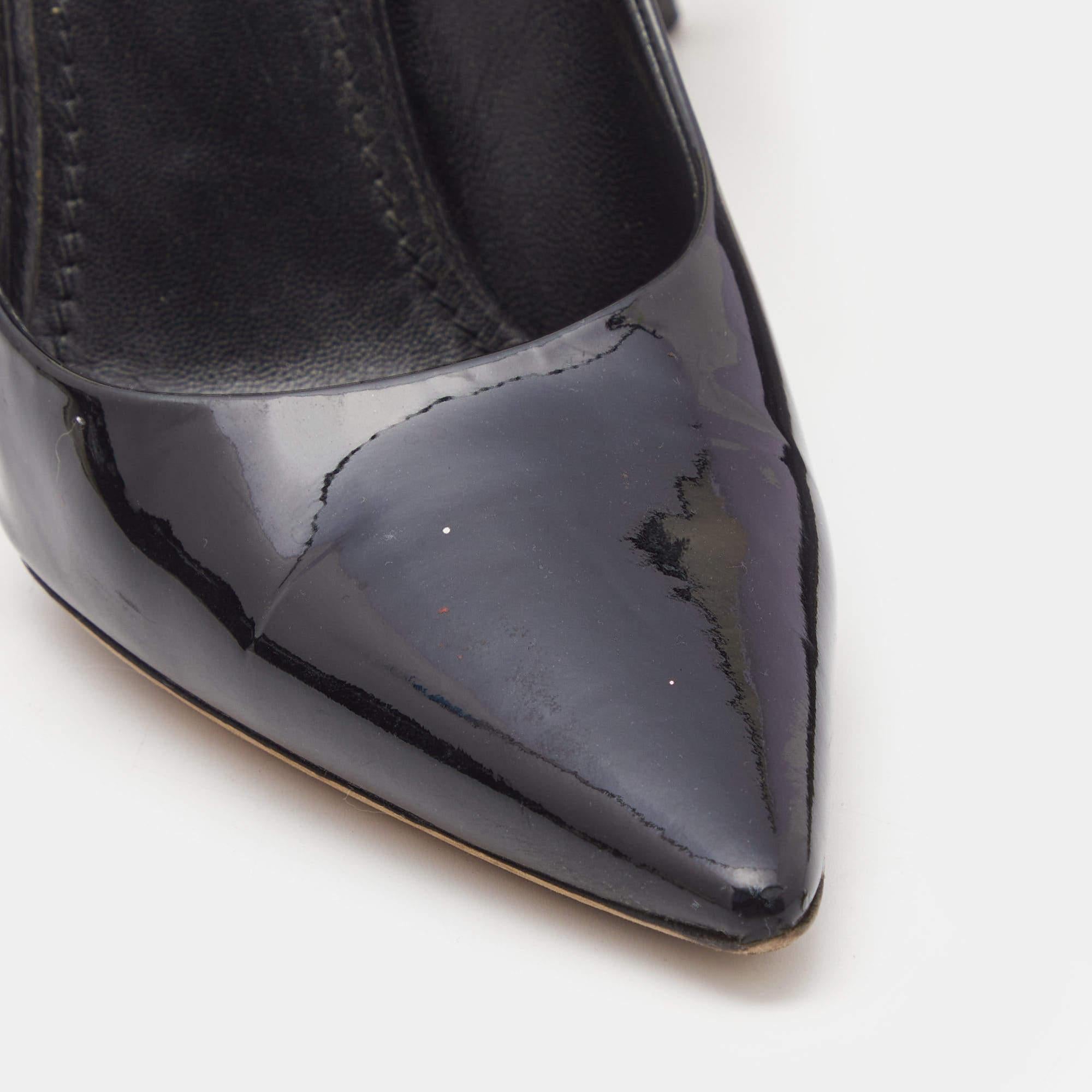 Louis Vuitton Black Patent Leather D'orsay Pumps Size 38 For Sale 4