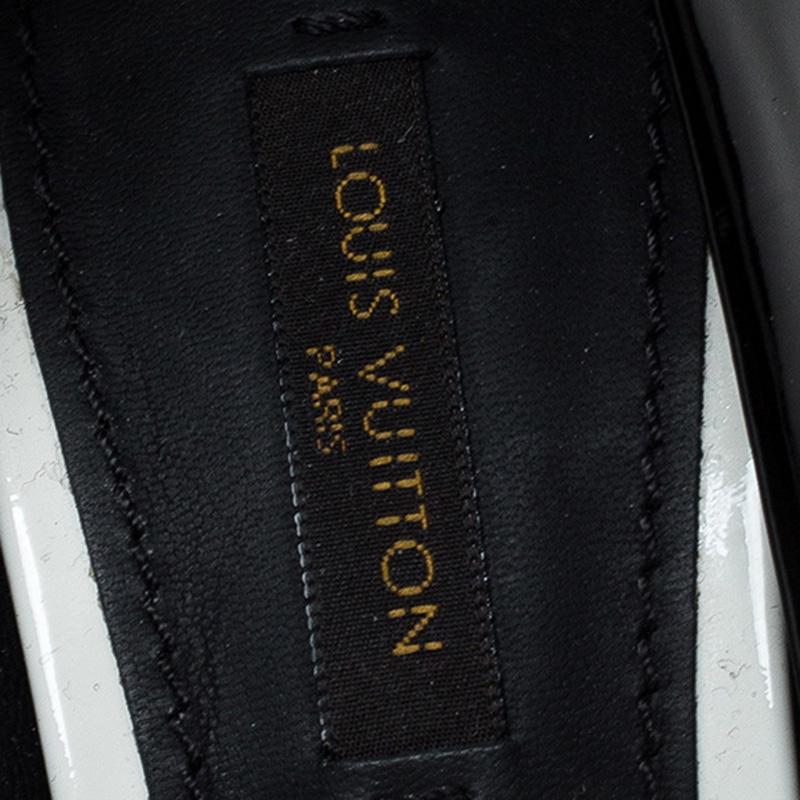 Louis Vuitton Black Patent Leather Eyeline Peep Toe Platform Pumps Size 36.5 In Good Condition In Dubai, Al Qouz 2