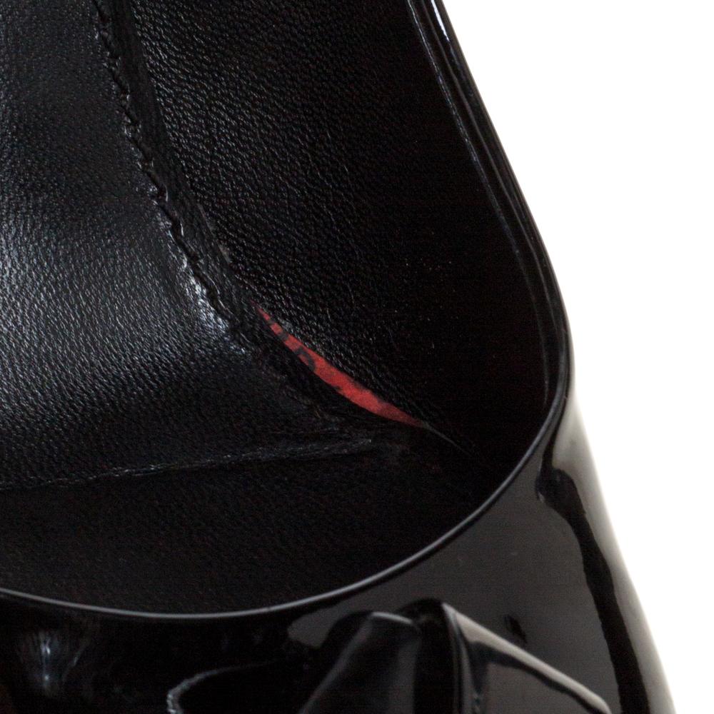 Louis Vuitton Black Patent Leather Fiance Bow Pumps Size 37 2