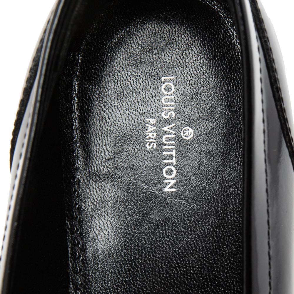 Louis Vuitton Black Patent Leather Graduate Platform Loafers Size 38.5 2