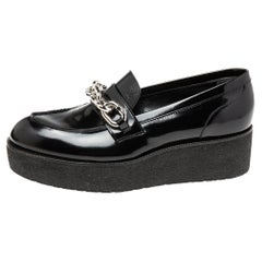 Louis Vuitton Black Patent Leather Graduate Platform Loafers Size 38.5