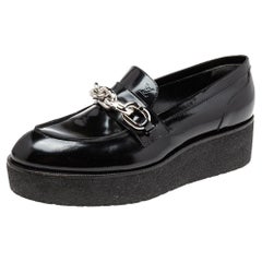 Louis Vuitton Black Patent Leather Graduate Platform Loafers Size 38.5