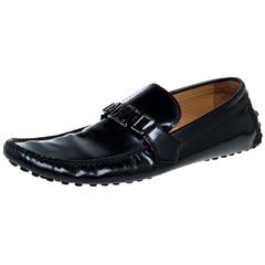 Louis Vuitton Black Patent Leather Hockenheim Loafer Size 44