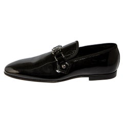 Louis Vuitton Black Patent Leather Hockenheim Slip On Loafers Size 41.5