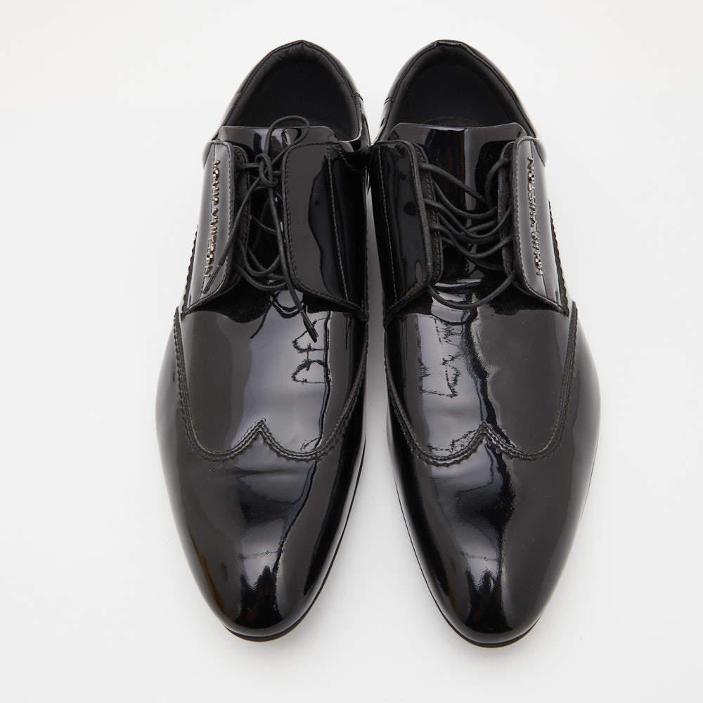 Louis Vuitton Black Patent Leather Lace Up Derby Size 42 In New Condition In Dubai, Al Qouz 2