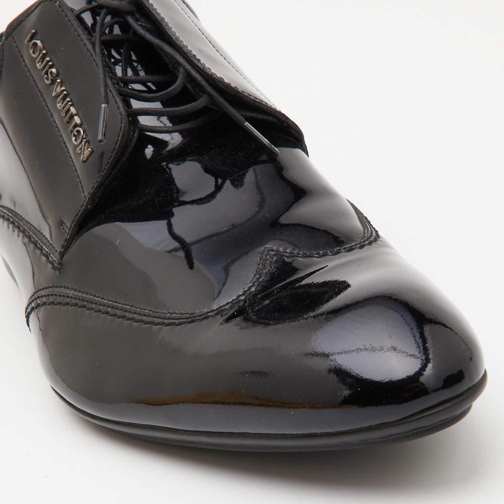 Louis Vuitton Black Patent Leather Lace Up Derby Size 42 1