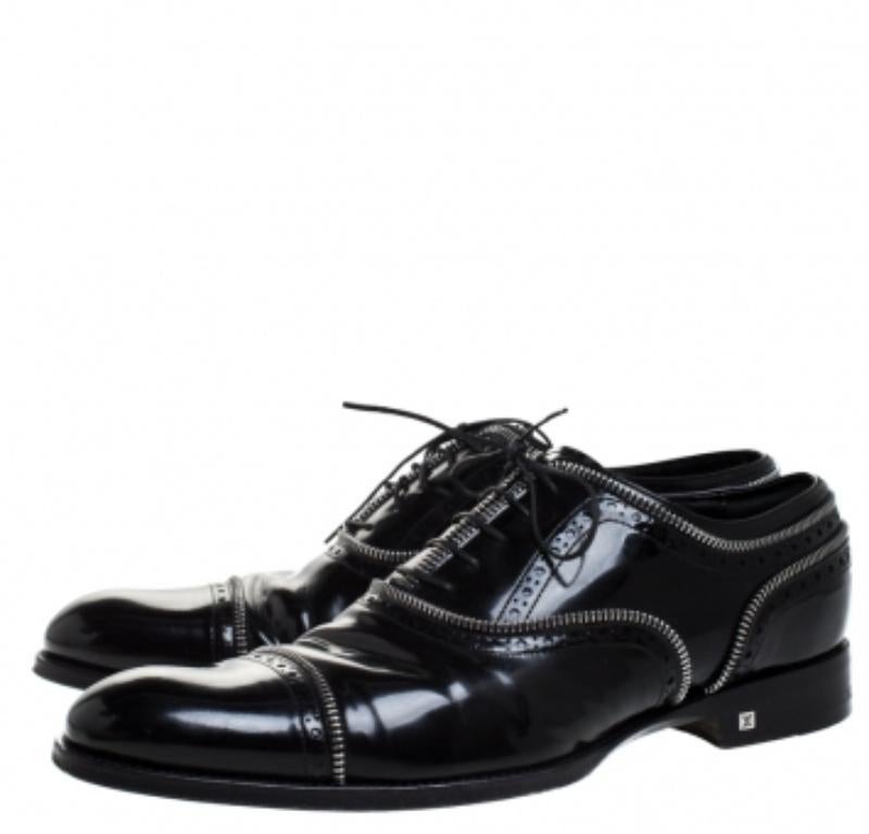 Louis vuitton Black Patent Leather Lace Up Oxfords Size 41.5 in vendita 1