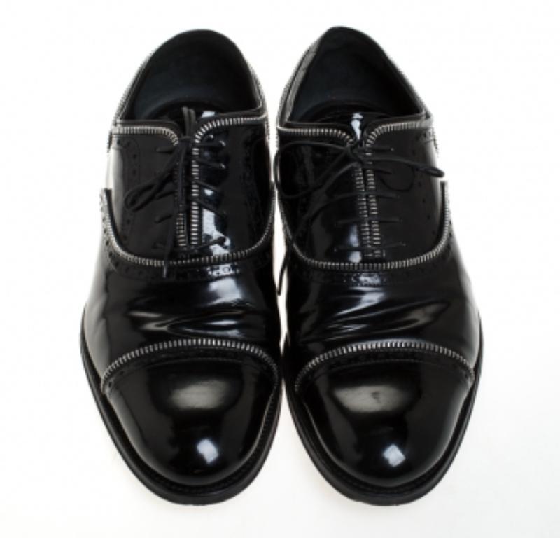 Louis vuitton Black Patent Leather Lace Up Oxfords Size 41.5 in vendita 3
