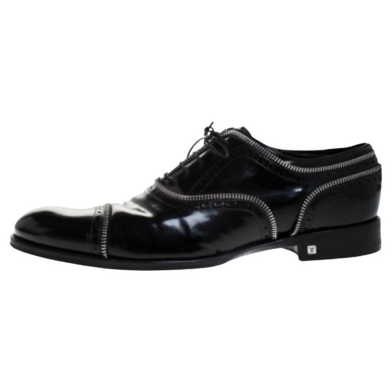 Louis vuitton Black Patent Leather Lace Up Oxfords Size 41.5 in vendita