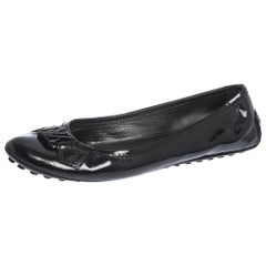 Louis Vuitton Black Patent Leather Logo Ballet Flats Size 38